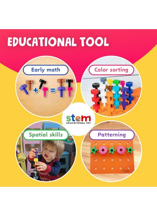 Toddler Peg Board 38 Pcs - Pegboard For Toddlers - Stacking Peg Board - Montessori Learning Toys For Toddlers 2+