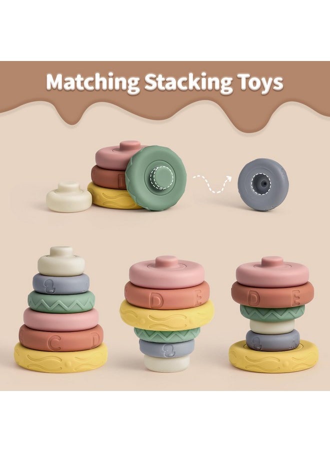 6 Pcs Stacking & Nesting Circle Toy,Soft Building Rings Stacker & Teethers,Squeeze Play With Early Educational Learning Stacking Tower, Toy For 6+ Months Boys&Girls