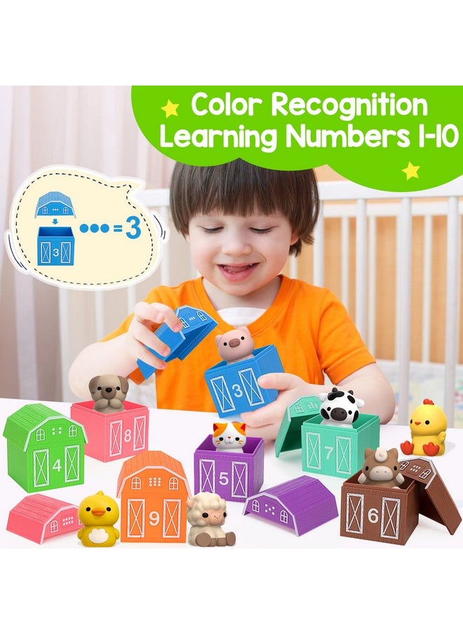 Learning Toys For 1,2,3 Year Old, 20 Pcs Farm Animals Toy, Counting Skill, Color Matching, Fine Motor Game, Christmas Birthday Easter Educational Gift For Baby Toddler Boys Girls Age 12-18 Months