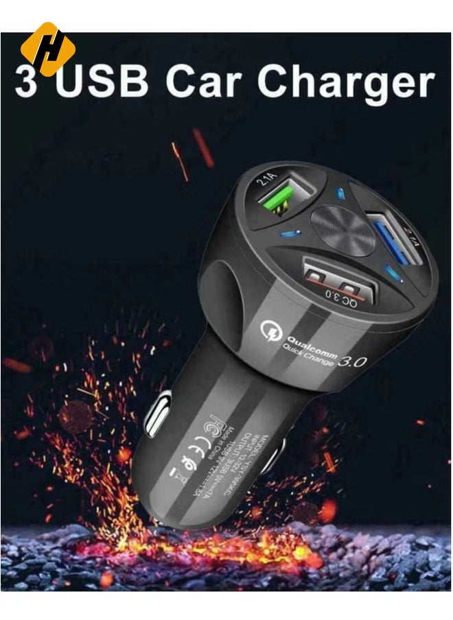 4 Port Car Charger USB Adapter, MoreChioce 12-24V Car Charger Adapter Universal USB Car Charger Compatible with Mobile Phones Tablets Other USB Accessories, Black