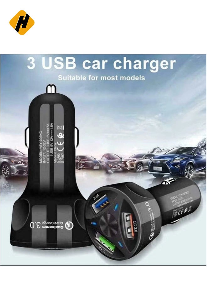 4 Port Car Charger USB Adapter, MoreChioce 12-24V Car Charger Adapter Universal USB Car Charger Compatible with Mobile Phones Tablets Other USB Accessories, Black