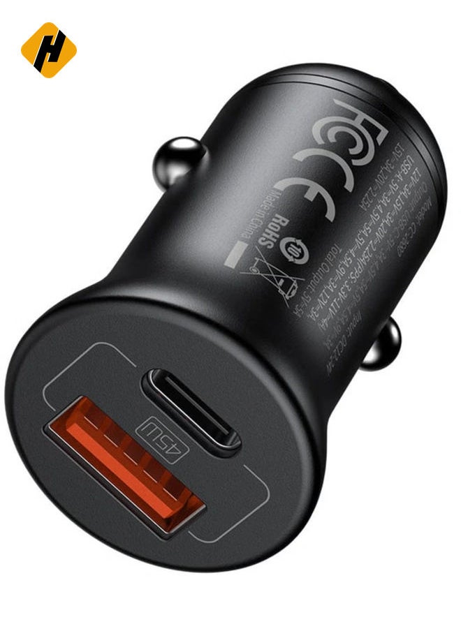 45W PD Car Charger - Dual Ports (Type-C & USB)