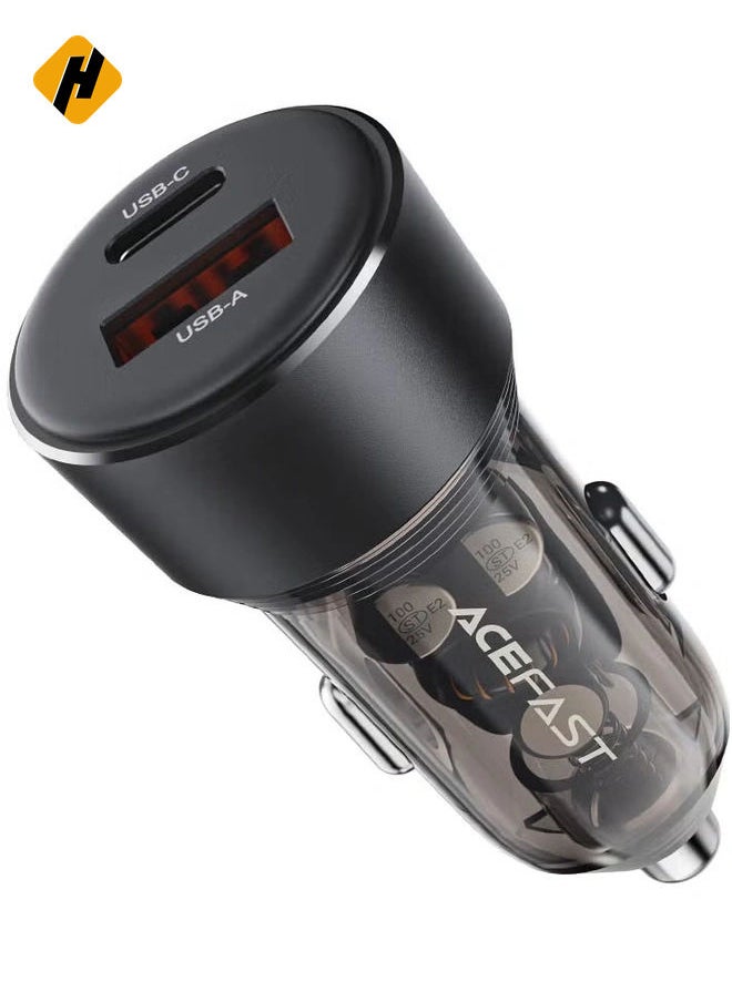 Fast Charge Car Charger B12 - 60W (1x USB-C + 1x USB-A)