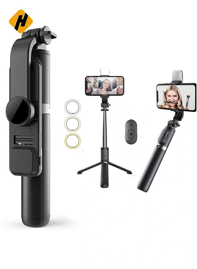 Bluetooth Extendable Selfie Stick with Led Light Wireless Remote and Tripod Stand 104cm for All iPhone and Android Smartphone