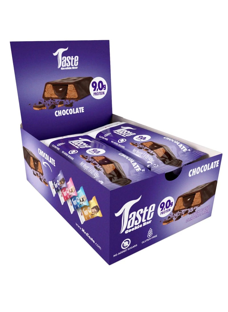 Mrs Taste Cookie Bar 9g Protein, Go Protein Bar with No Added Sugars, Gluten Free chocolate  45gm x 12 peices