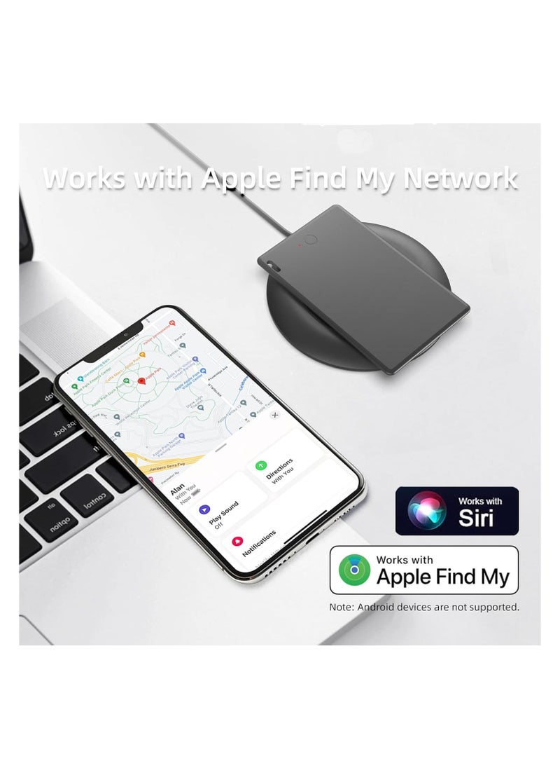 Wallet Tracker Card | Ultra-Thin Rechargeable Item Finder for iPhone, Keys, Luggage, Bags | Works with Apple Find My | Lost Mode, Splash-Resistant, 6-Month Battery, Privacy-Safe
