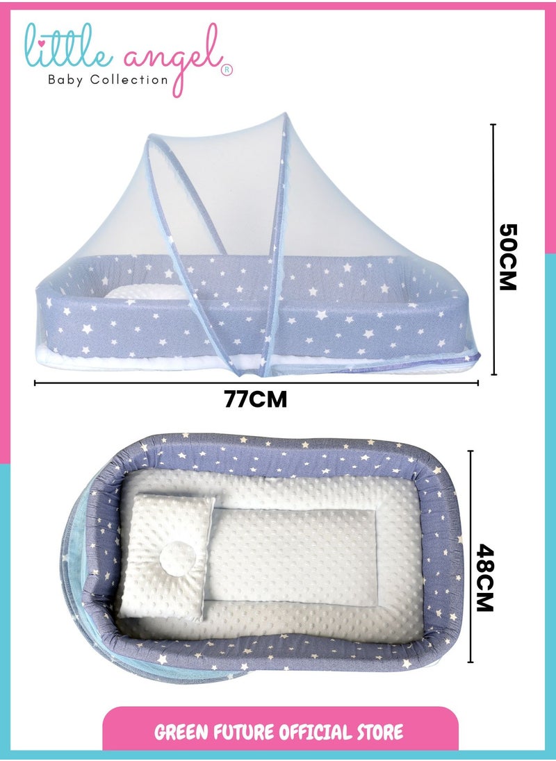 Baby Bed with Mosquito Net - Portable Infant Sleeping Bed with Canopy and Soft Padding for Newborns and Toddlers