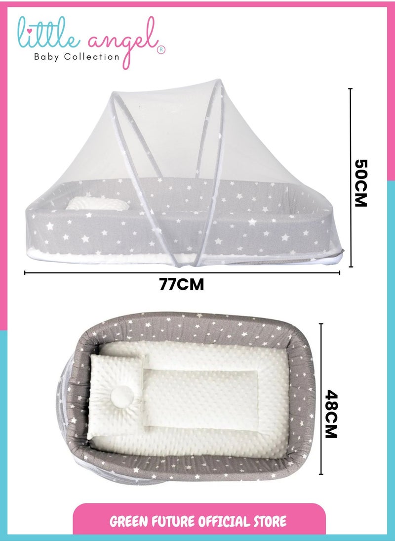 Baby Bed with Mosquito Net - Portable Infant Sleeping Bed with Canopy and Soft Padding for Newborns and Toddlers