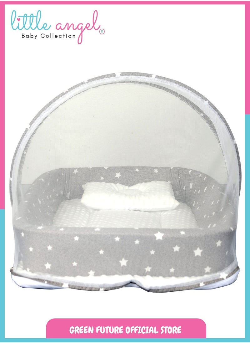 Baby Bed with Mosquito Net - Portable Infant Sleeping Bed with Canopy and Soft Padding for Newborns and Toddlers