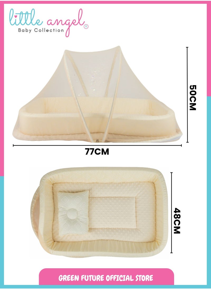 Baby Bed with Mosquito Net - Portable Infant Sleeping Bed with Canopy and Soft Padding for Newborns and Toddlers