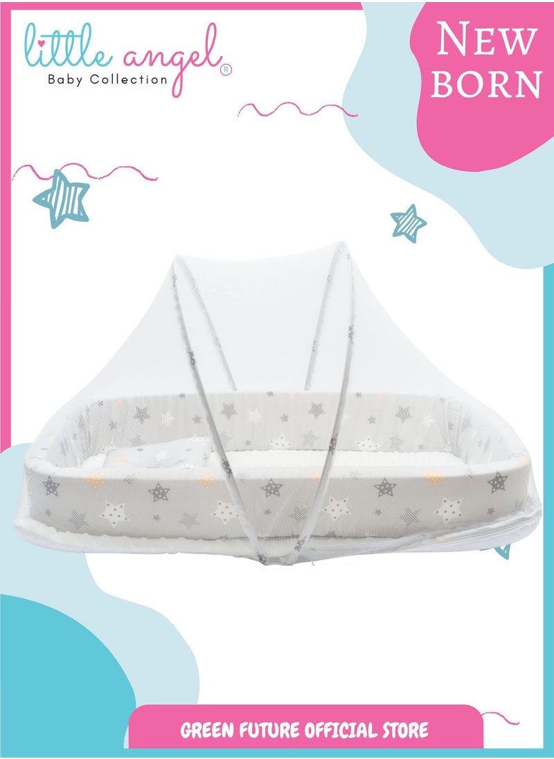 Baby Bed with Mosquito Net - Portable Infant Sleeping Bed with Canopy and Soft Padding for Newborns and Toddlers