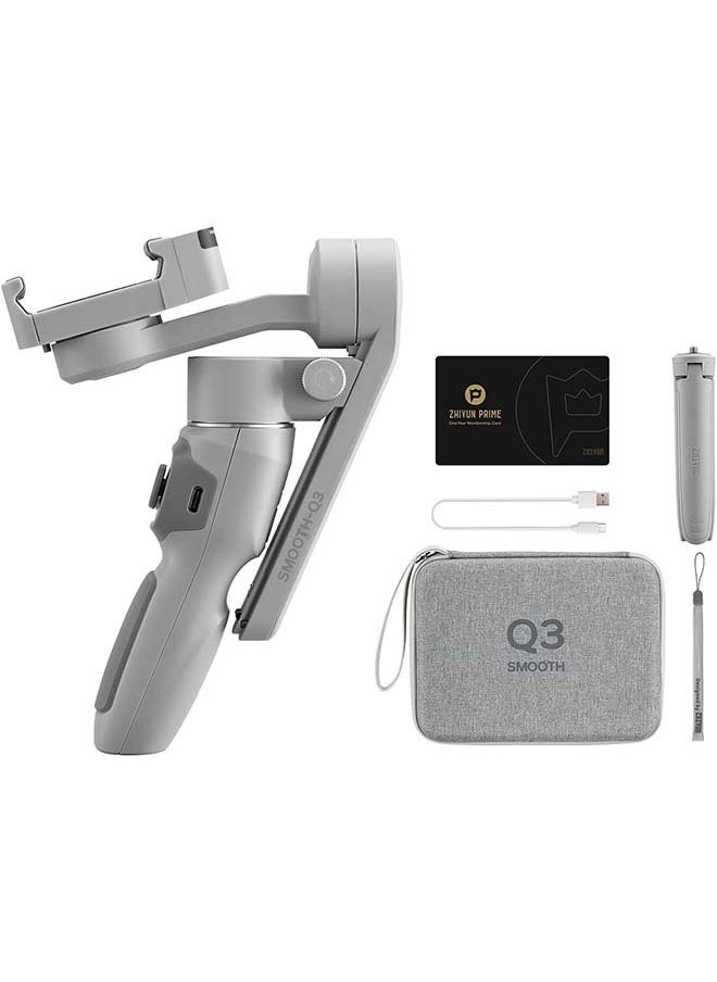 Zhiyun Smooth Q3 Combo, 3-Axis Phone Gimbal with Fill Light and Gimbal Bag, Portable & Foldable, Gesture Control, Video Recording, Auto Tracking Gimbal Stabilizer for Smartphone for iPhone & Android