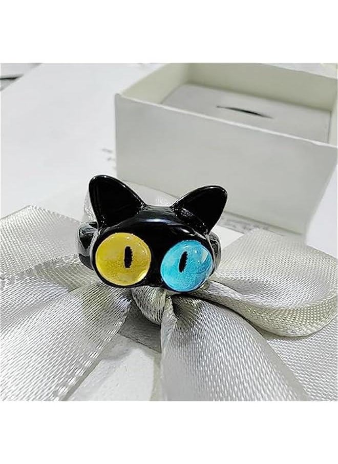 9pcs Y2K Cartoon Little Monsters Eyeball Ring Funny Resin Open Finger Ring Cute Couple Knuckle Ring Party Jewelry