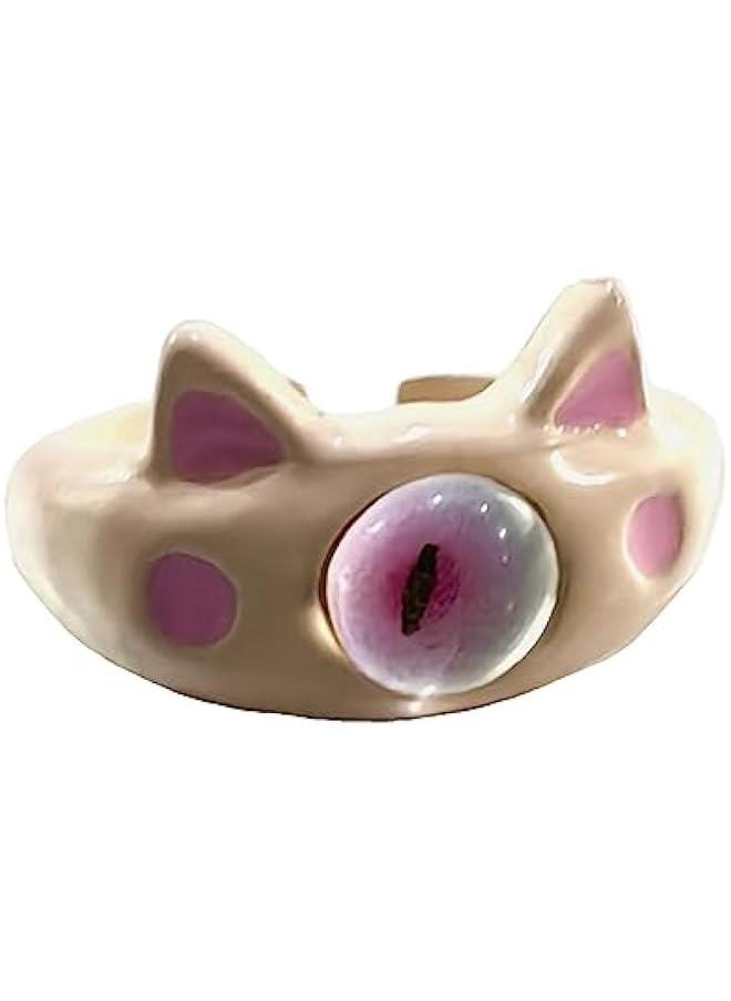 9pcs Y2K Cartoon Little Monsters Eyeball Ring Funny Resin Open Finger Ring Cute Couple Knuckle Ring Party Jewelry