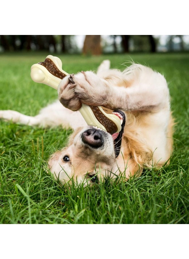 Chew Toys For Aggressive Chewers Large Breed Beef Flavor Dog Teething Chew Toys Bones Durable Nylon Bones Pet Toy For Large Puppies, 6.3 Inch(Large, Medium)