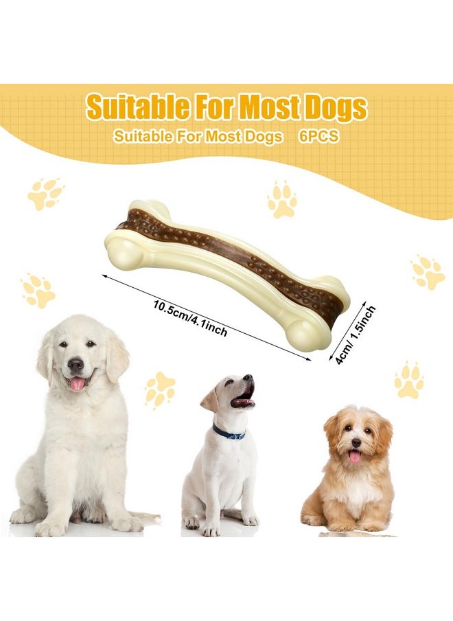 6 Pcs Dog Meal Toys For Aggressive Chewers Nylon Beef Flavor Bones Tough Puppy Teething Toys Puppy Chew Bones For Large Medium Small Breed Dogs Puppies Pets Chew Toys(Small)