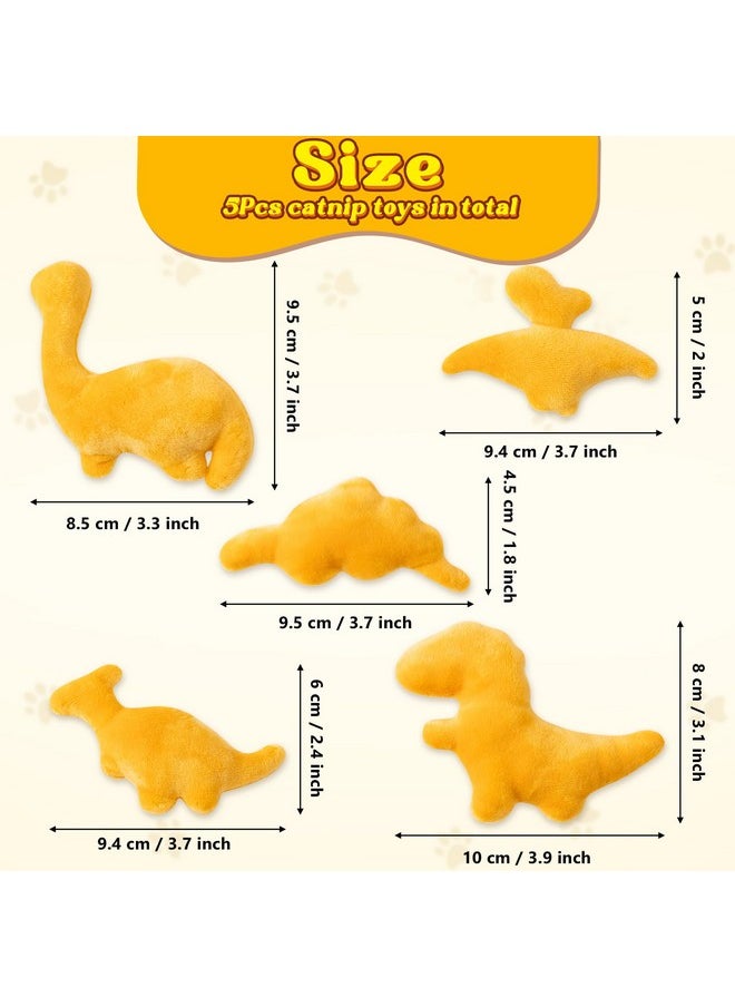 Catnip Toys For Cat - 5Pcs Dino Nuggets Cat Toys, Dinosaur Chicken Nugget Catmint Interactive Gift For Indoor Cats, Plush Golden Cat Supplies, Chew Cat Toy Set, Cute Pet Gifts For Cat Lover