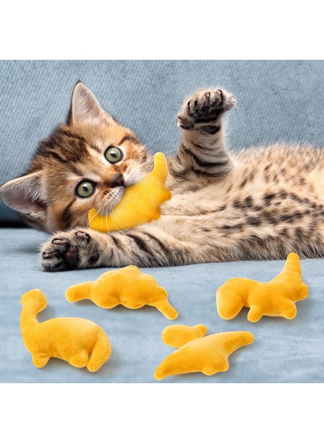 Catnip Toys For Cat - 5Pcs Dino Nuggets Cat Toys, Dinosaur Chicken Nugget Catmint Interactive Gift For Indoor Cats, Plush Golden Cat Supplies, Chew Cat Toy Set, Cute Pet Gifts For Cat Lover