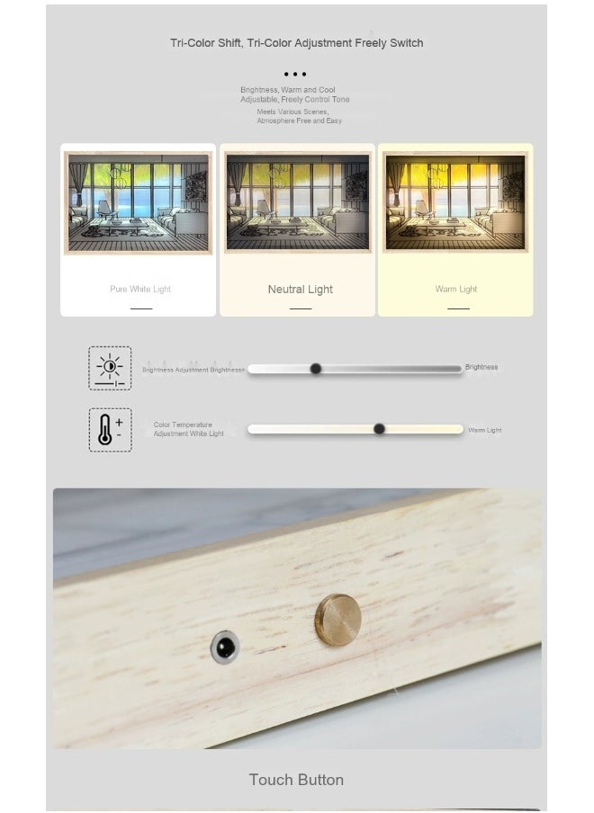 8-Inch Tri-Color Wireless Touch-Activated Decorative Light Canvas