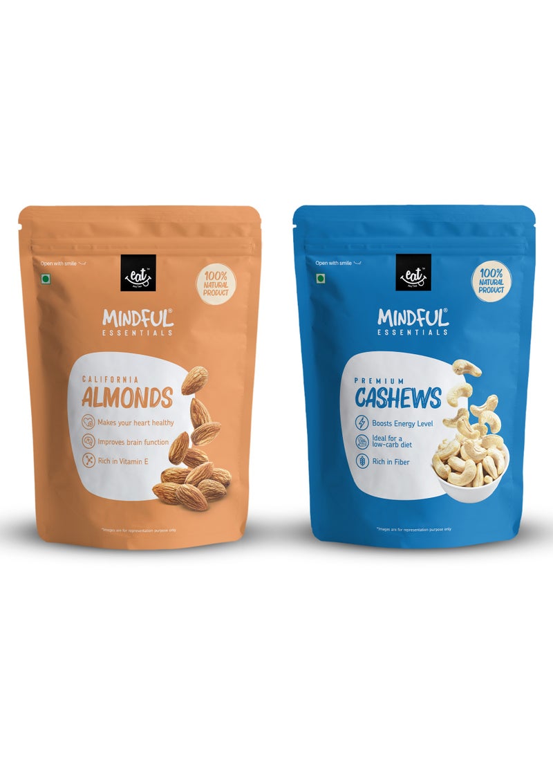 Almonds Cashews Combo 200g Pack Cashews Jumbo Size Snack Almonds Nuts Snack Unsalted Badam Kaju  Improve Brain Function  Healthy Snacks Almonds Cashews Combo Pack 2x500g