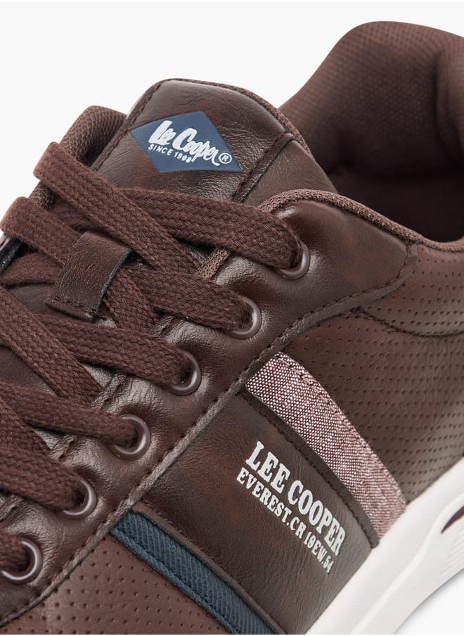 Mens Logo Print Sneakers With Lace-Up Closure
