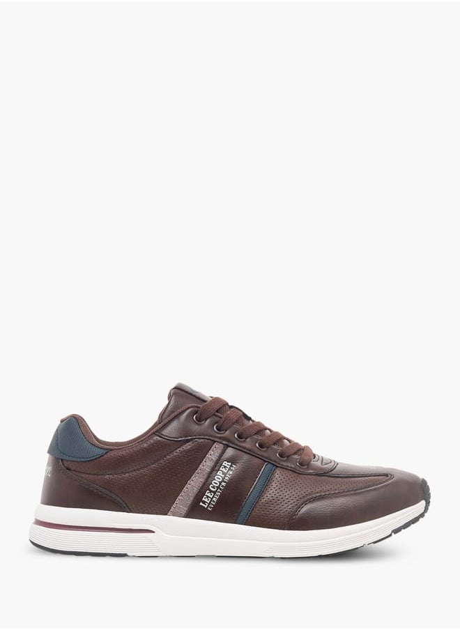 Mens Logo Print Sneakers With Lace-Up Closure