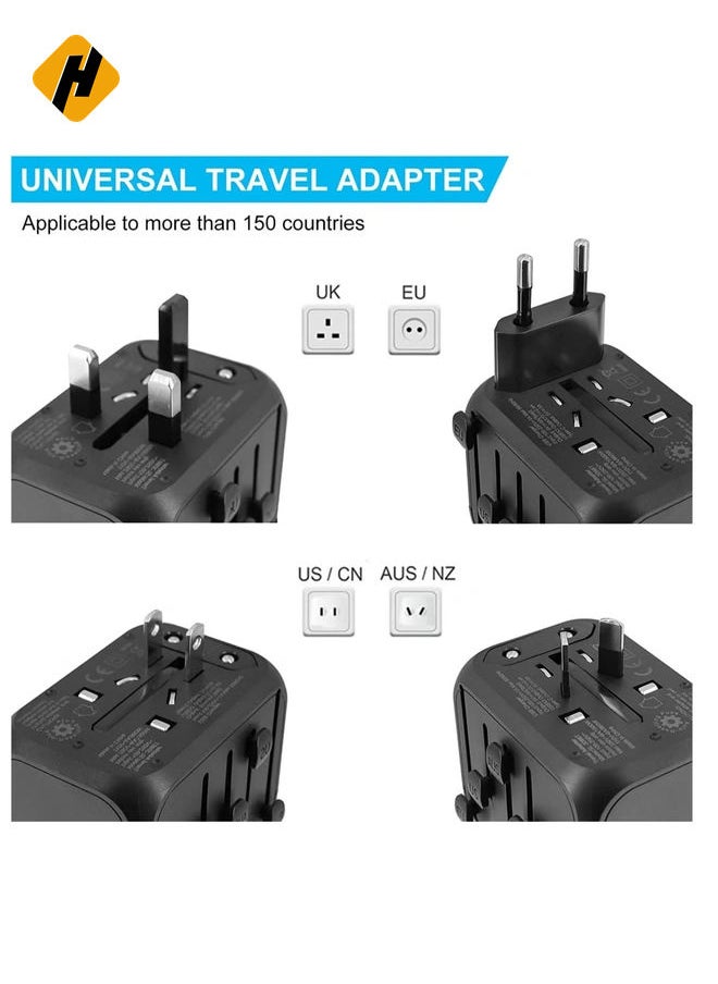 International Power Plug Adapter with 3 USB Ports & 1 Type-C Port (5V/3A), 4 AC Outlet Adaptor Charger for US to Most of Europe Iceland Spain Italy France Germany