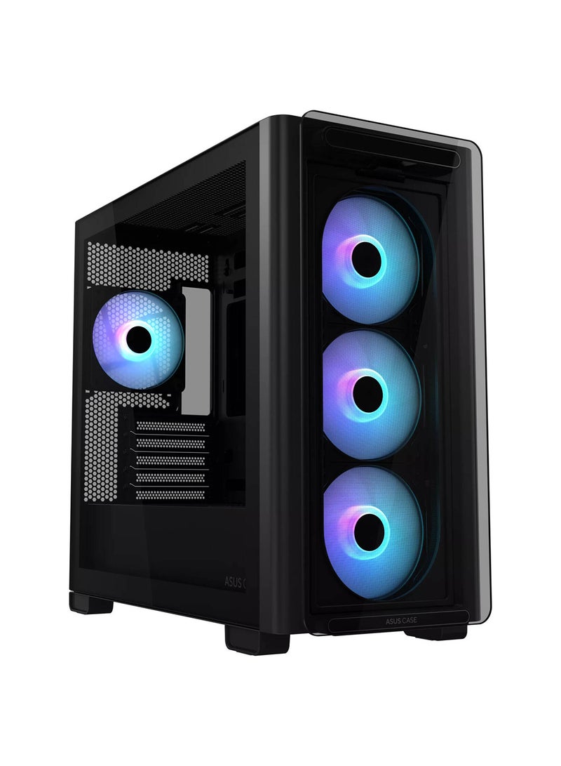 A23 Plus Computer Case, 4x Pre-Installed aRGB Fans, Up to 360mm Radiator & 7x 120mm Fan Support, 380mm Graphics Card Compatible, Front Panel USB Type-C I/O, 90DC00K0-B19010 Black