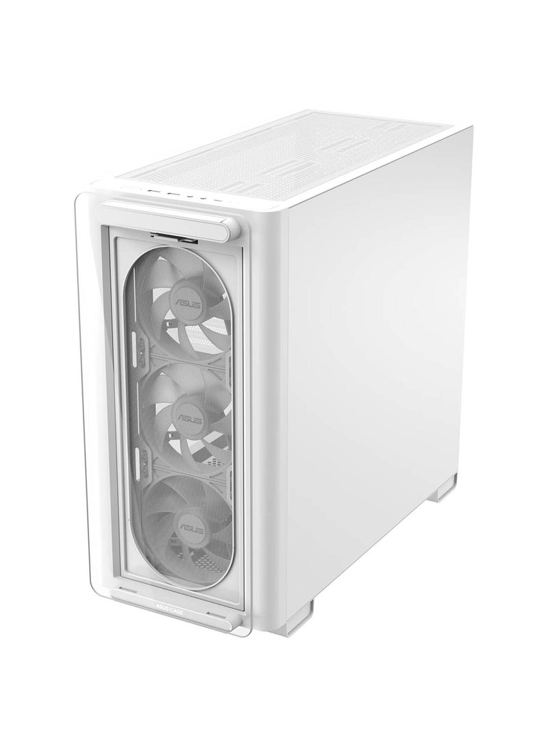 A23 Plus Computer Case, 4x Pre-Installed aRGB Fans, Up to 360mm Radiator & 7x 120mm Fan Support, 380mm Graphics Card Compatible, Front Panel USB Type-C I/O, 90DC00K3-B19010 White