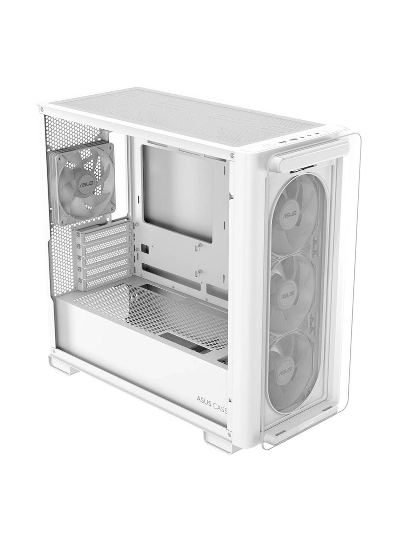 A23 Plus Computer Case, 4x Pre-Installed aRGB Fans, Up to 360mm Radiator & 7x 120mm Fan Support, 380mm Graphics Card Compatible, Front Panel USB Type-C I/O, 90DC00K3-B19010 White