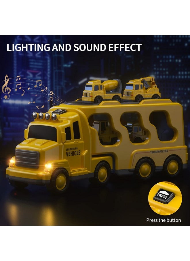 5-In-1 Construction Truck For 3-9 Year Old Boys And Girls - Friction Power Vehicle Car For Toddlers 1-3, Carrier For Kids 3-5 - Christmas And Birthday Gifts