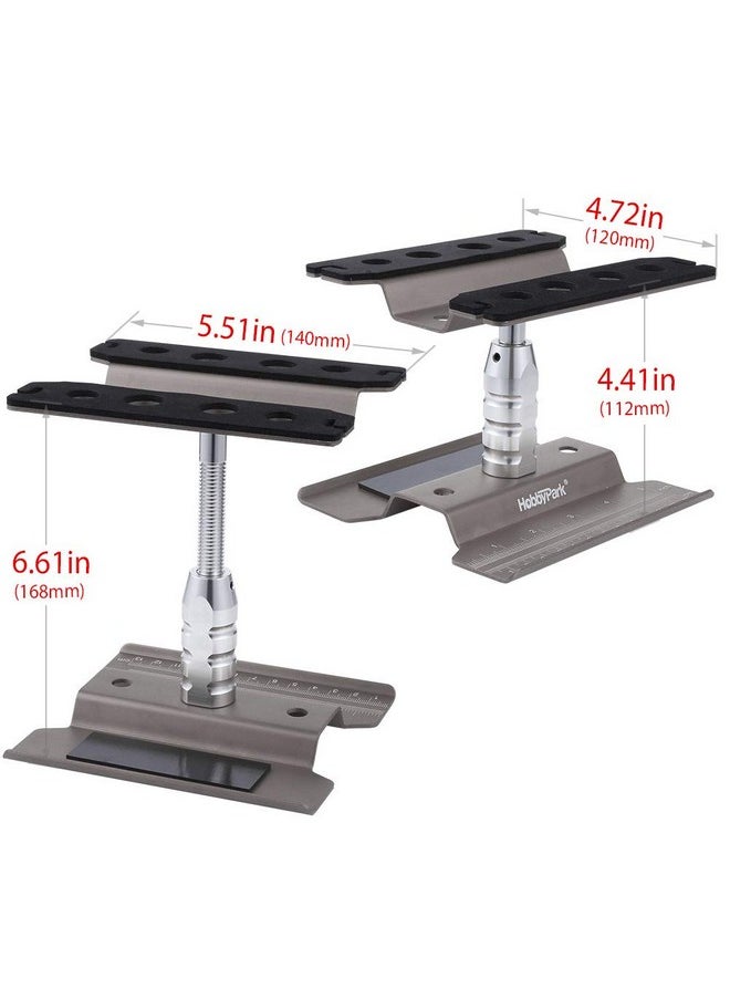 Rc Car Stand Work Station With Weight Repair Workstation Aluminum Alloy 360 Degree Rotation Lift Or Lower For 1/12 1/10 1/8 Scale (Titanium)