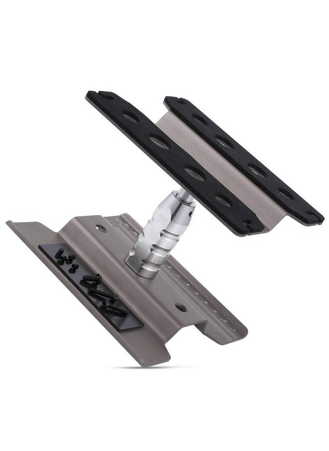 Rc Car Stand Work Station With Weight Repair Workstation Aluminum Alloy 360 Degree Rotation Lift Or Lower For 1/12 1/10 1/8 Scale (Titanium)