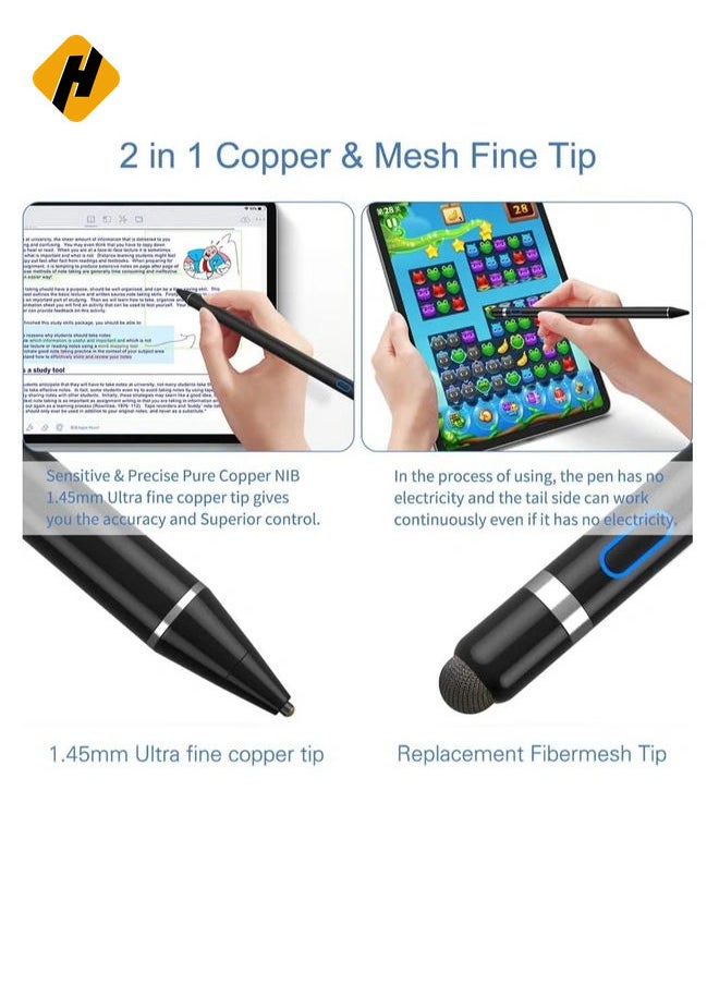 Active Stylus Compatible with iOS&Android Touch Screen, Digital Pen for iPad, Cellphone&Tablet, Stylus Pen for iPad, iPad Pro/Air/Mini, iPhone, Capacitive Pencil for Handwriting&Drawing