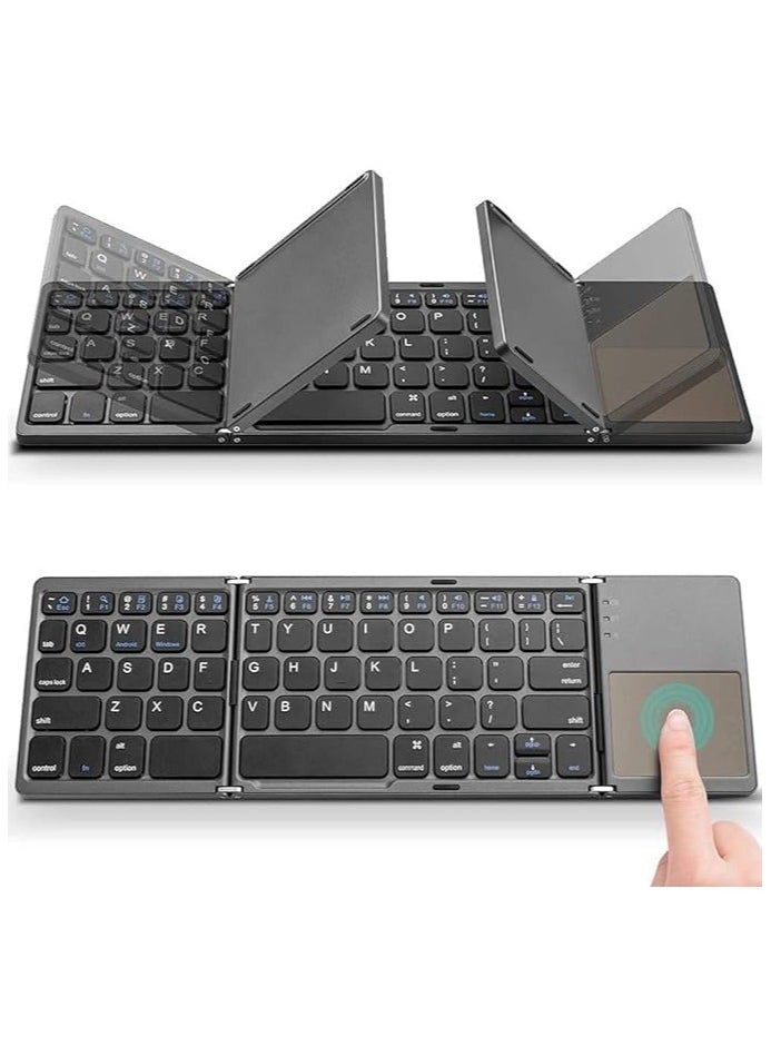 Foldable Bluetooth Keyboard, Rechargeable Portable Wireless Keyboard with Touchpad compatible with Iphone12 Pro Max,Tablet,iPad,SmartPhone,Smart TV,Android TV Box