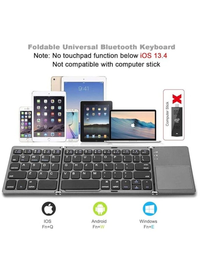 Foldable Bluetooth Keyboard, Rechargeable Portable Wireless Keyboard with Touchpad compatible with Iphone12 Pro Max,Tablet,iPad,SmartPhone,Smart TV,Android TV Box