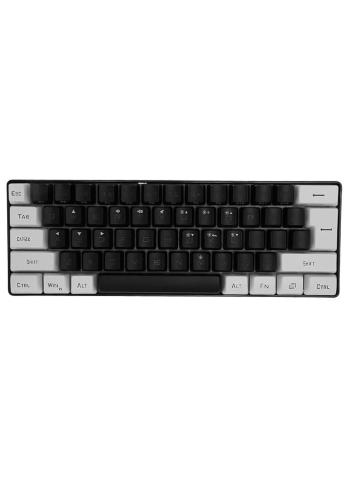 Mini RGB Keyboard, 61 Keys LED Backlight Ergonomic Mechanical Feeling Wired Gaming Keyboard for Office Business Gaming (Black)