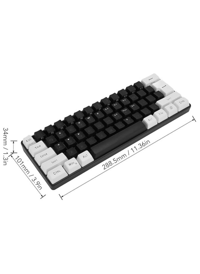 Mini RGB Keyboard, 61 Keys LED Backlight Ergonomic Mechanical Feeling Wired Gaming Keyboard for Office Business Gaming (Black)