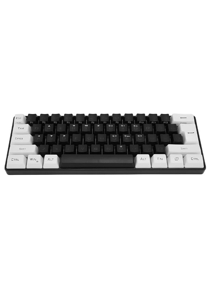 Mini RGB Keyboard, 61 Keys LED Backlight Ergonomic Mechanical Feeling Wired Gaming Keyboard for Office Business Gaming (Black)