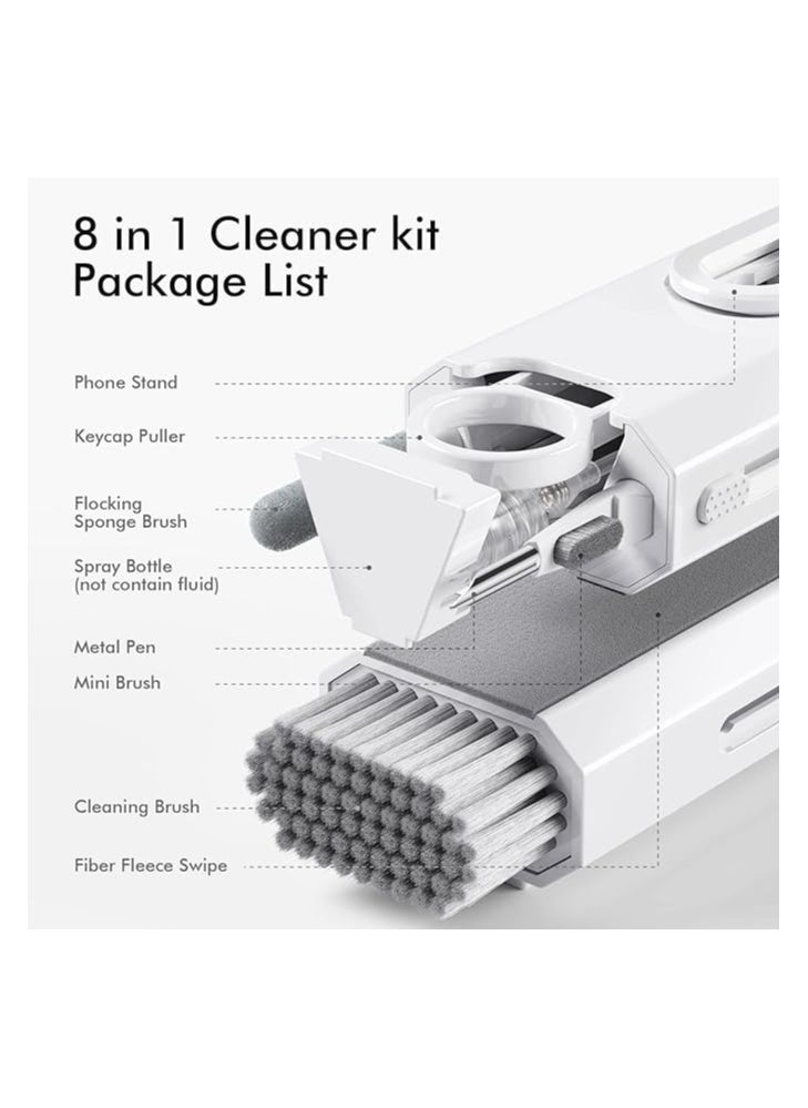 8 in 1 Keyboard Cleaning kit, Cleaner for Airpods, Earbuds, Headset, Laptop Cleaner with Brush Portable Electronics Keyboard Cleaning Tools, Cleaner Keycap Puller Kit (WHITE)