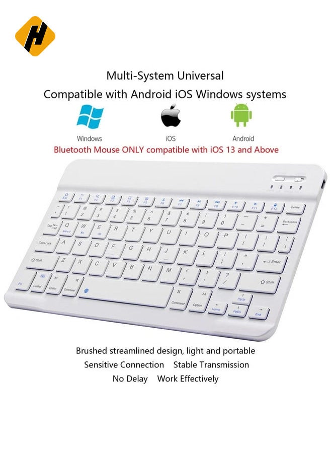 Ultra-Slim Bluetooth Keyboard and Mouse Combo Rechargeable Portable Wireless Keyboard Mouse Set for Apple iPad iPhone iOS 13 and Above Samsung Tablet Phone Smartphone Android Windows