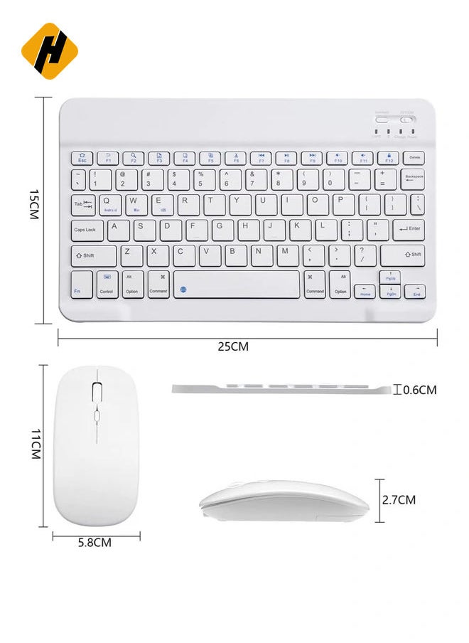 Ultra-Slim Bluetooth Keyboard and Mouse Combo Rechargeable Portable Wireless Keyboard Mouse Set for Apple iPad iPhone iOS 13 and Above Samsung Tablet Phone Smartphone Android Windows