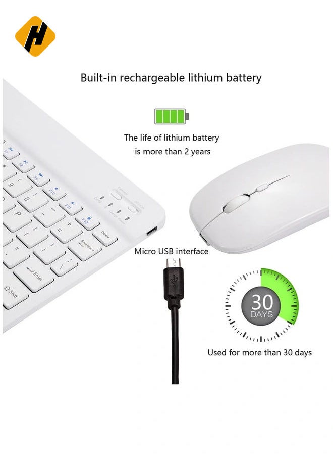 Ultra-Slim Bluetooth Keyboard and Mouse Combo Rechargeable Portable Wireless Keyboard Mouse Set for Apple iPad iPhone iOS 13 and Above Samsung Tablet Phone Smartphone Android Windows