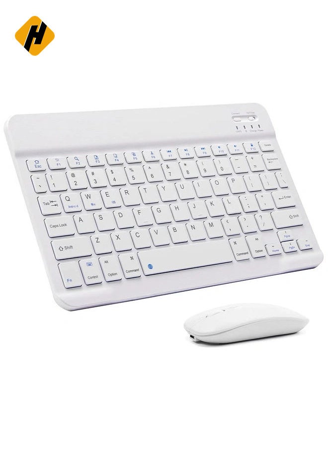 Ultra-Slim Bluetooth Keyboard and Mouse Combo Rechargeable Portable Wireless Keyboard Mouse Set for Apple iPad iPhone iOS 13 and Above Samsung Tablet Phone Smartphone Android Windows