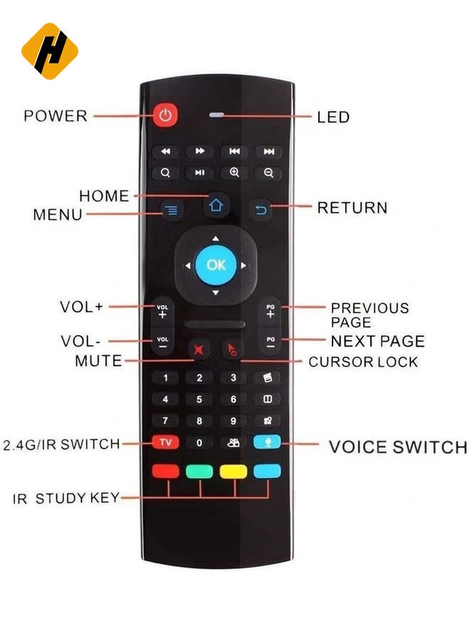 MX3 Pro 2.4G Wireless Air Mouse with Voice Control & Mini Keyboard - Ideal for Android Projectors & Smart TVs