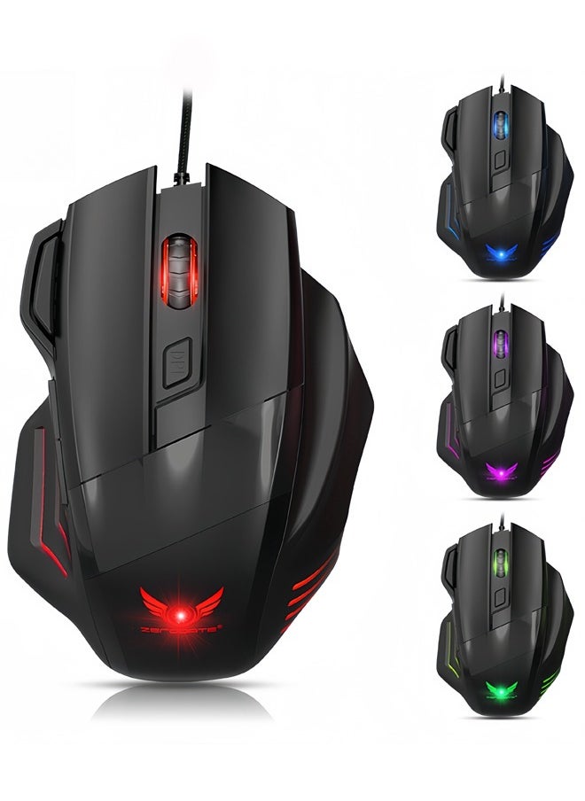 Zerodate Esports gaming mechanical photoelectric G200 mouse 2400DPI four adjustable resolution four-way scroll wheel 7-key colorful wired mouse desktop computer notebook universal