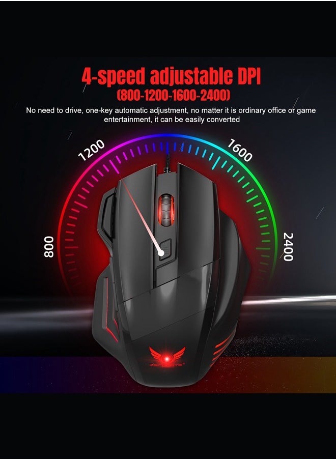 Zerodate Esports gaming mechanical photoelectric G200 mouse 2400DPI four adjustable resolution four-way scroll wheel 7-key colorful wired mouse desktop computer notebook universal