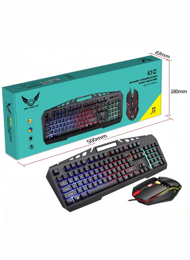 Wired Esports Metal Mechanical Optoelectronic Keyboard and Mouse Set Wired Gaming Keyboard and Mouse - gold