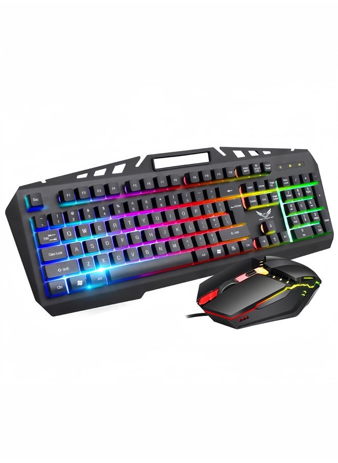 Wired Esports Metal Mechanical Optoelectronic Keyboard and Mouse Set Wired Gaming Keyboard and Mouse - gold