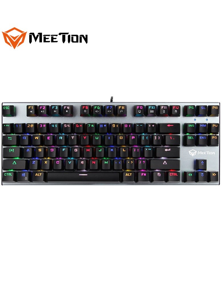 MEETION TKL RGB Backlit Multimedia Blue Switch Mechanical Gaming Keyboard MK04 Full key Anti-ghosting RGB chroma Backlit customizable High-quality macro mechanical switch